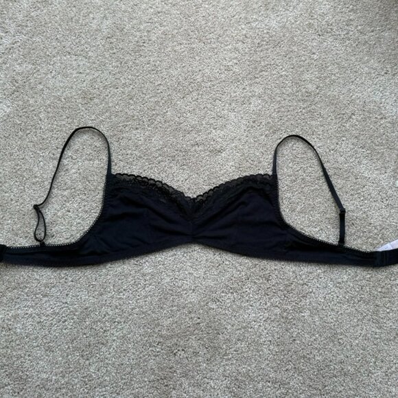 Savage X Fenty Cotton Essentials Lace-Trim Bralette, Black Caviar, size M - Picture 3 of 6